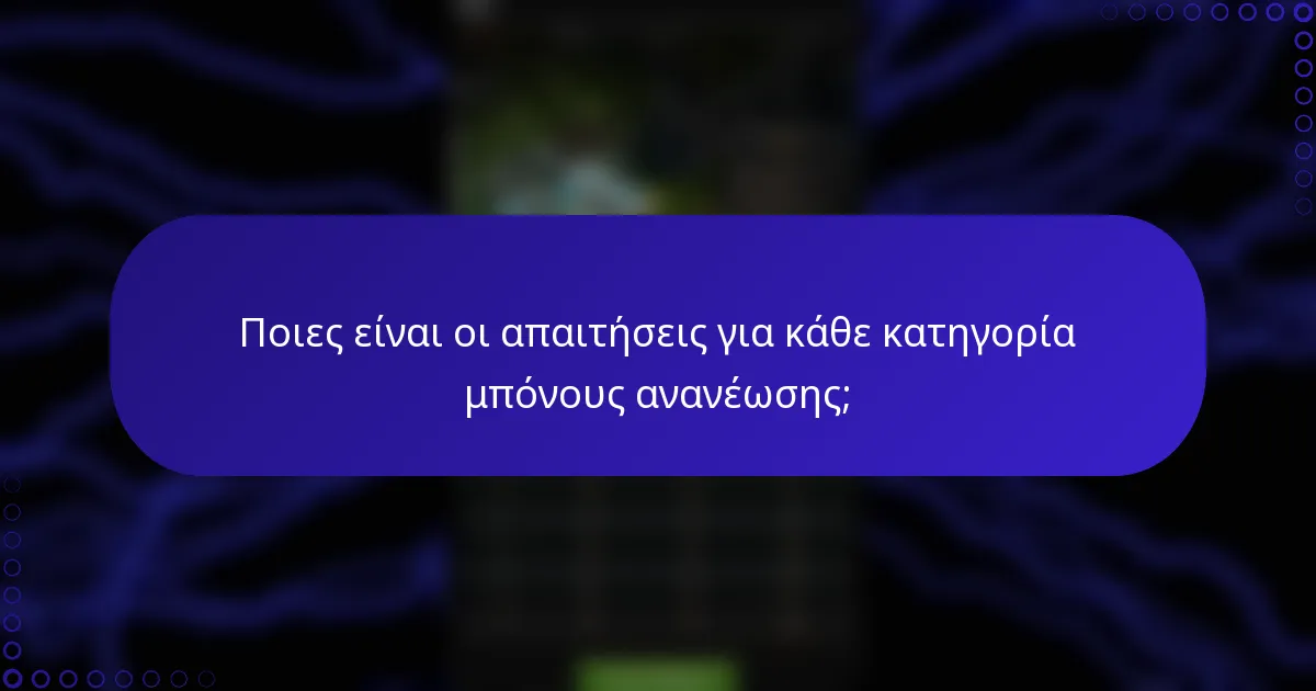 Ποιες είναι οι απαιτήσεις για κάθε κατηγορία μπόνους ανανέωσης;